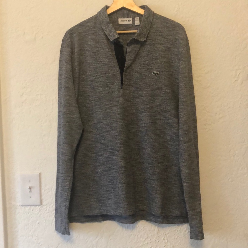 Lacoste Men's Heather Gray Rugby Polo Shirt